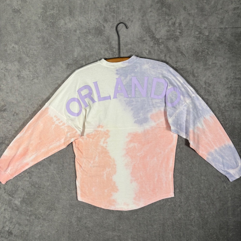Spirit Jersey Orlando Tie Dye Cloud Wash Long Sleeve Shirt Peach Lavender XS NEW